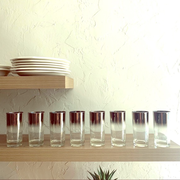 Other - WOW! MCM silver fade glassware!! 8 glasses!!